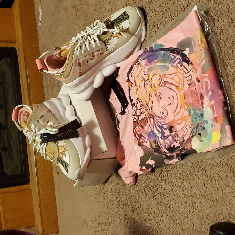 Versace shirt and shoes 300 for all.